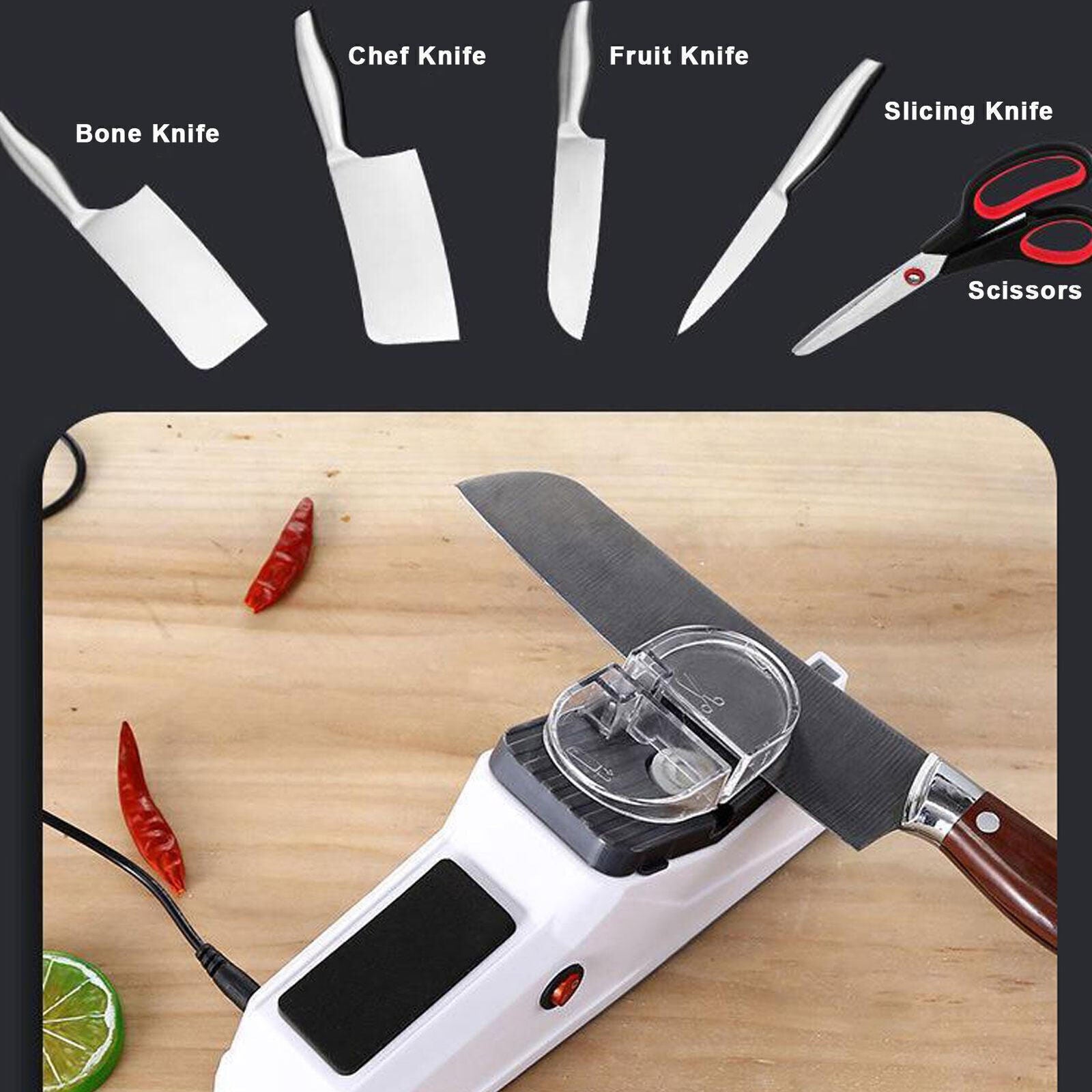 2 In1 Electric Knife Sharpener And Scissor Sharpeners Family Kitchen Home Tool