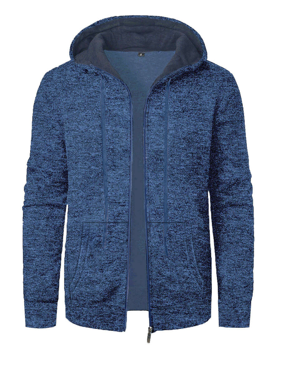 Men's Sports Fitness Casual Jacquard Sweater Hooded Coat