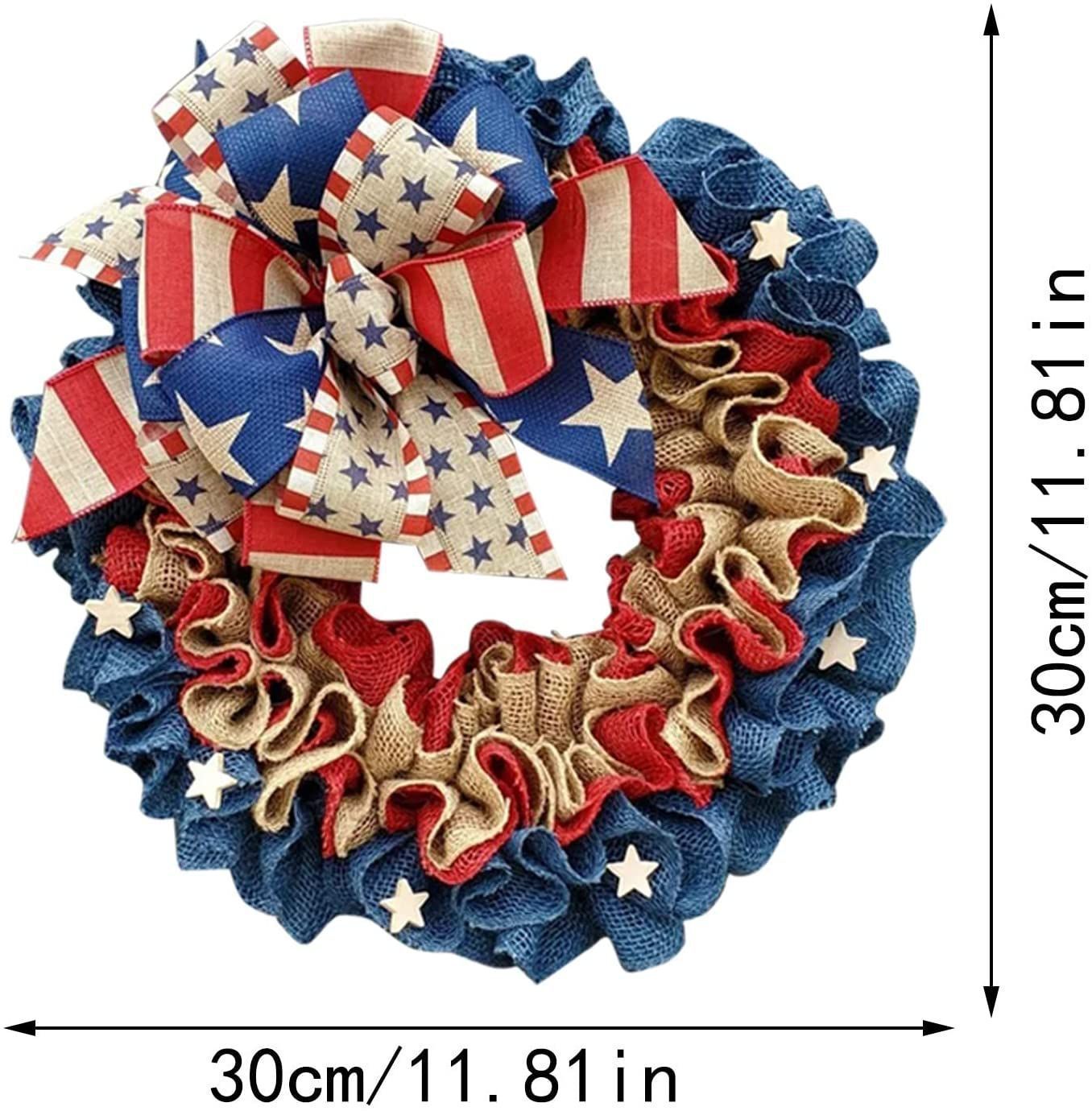 Patriotic Red White Blue Ribbon American Flag Garland