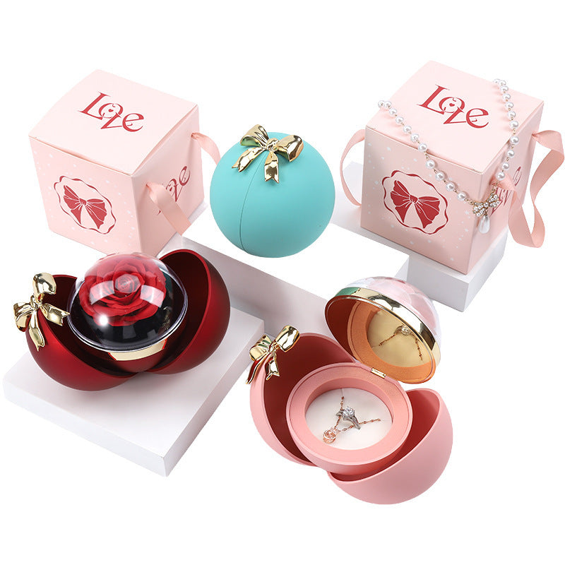 Spherical Bowknot Magnetic Necklace Jewelry Box