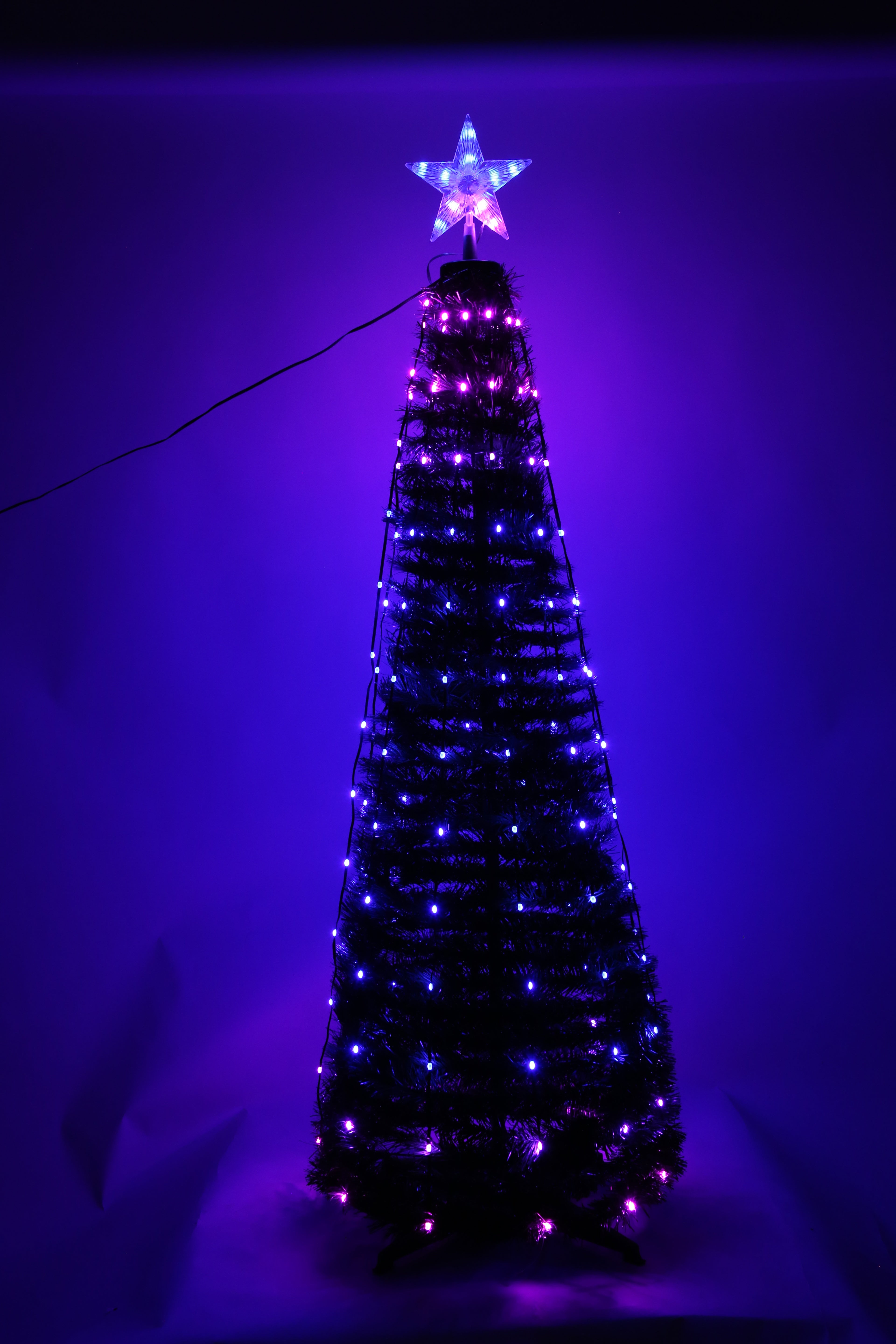 4.9FT S-5.9FT L Options -- 1Pc Collapsible Christmas Tree Light With Remote App Control IP65 Waterproof Customized Multi-Color Mode Timer Setting Work With Alexa Google