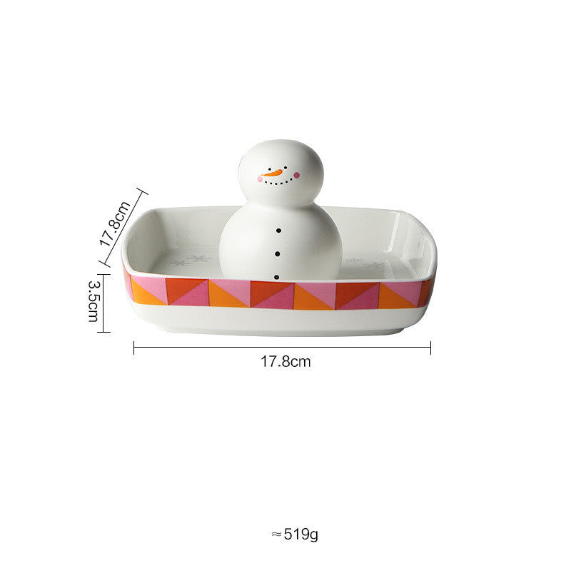 Creative Retro Christmas Cute Tableware Household Ceramic Plate