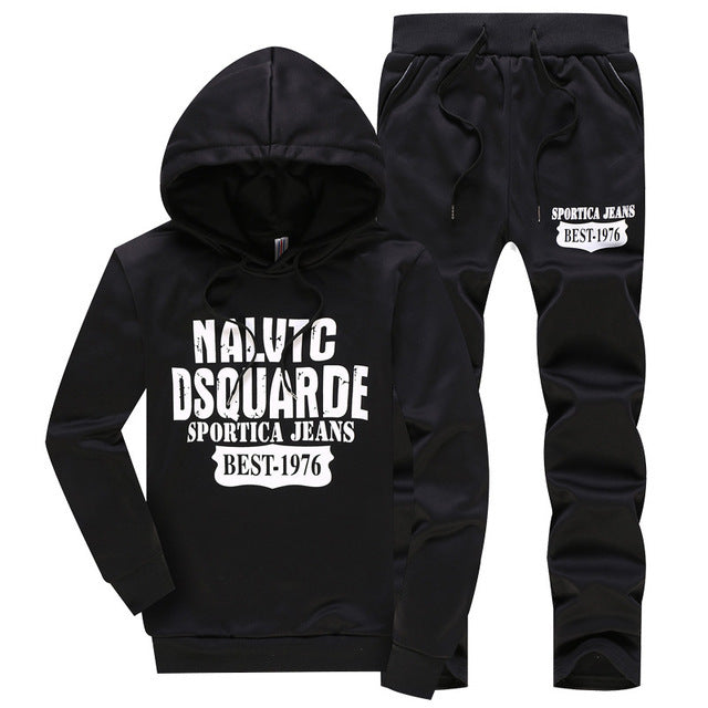 Men's Hooded Letter Sweatshirt Set