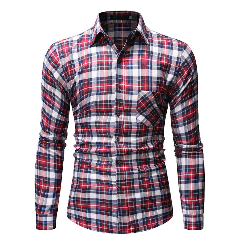 Men's Plaid Shirt Long-sleeved Shirt Pure Cotton Thickening Soft And Comfortable