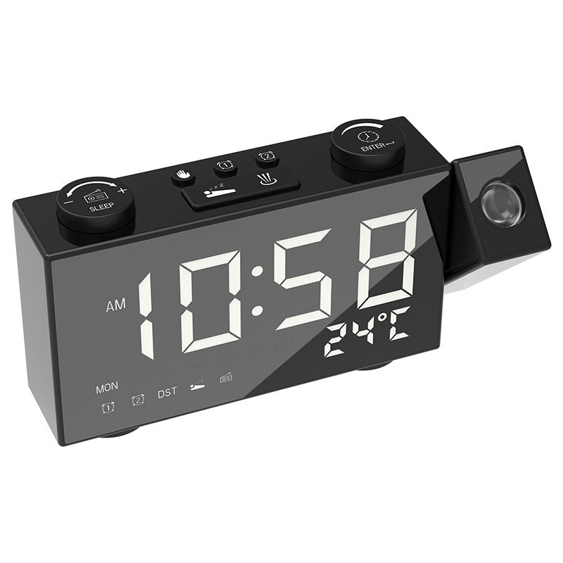FM Radio Projection Alarm Clock With Digital Display USB Charging Electronic Clock With Temperature Display