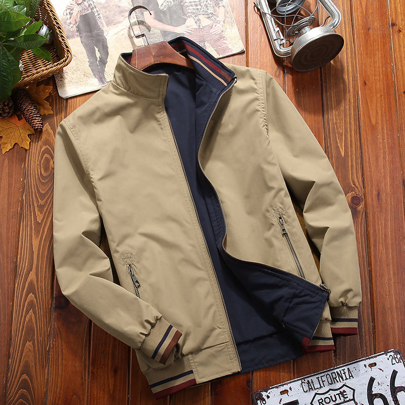 Men's Reversible Stand Collar Casual Jacket Youth Trend Men's Jacket