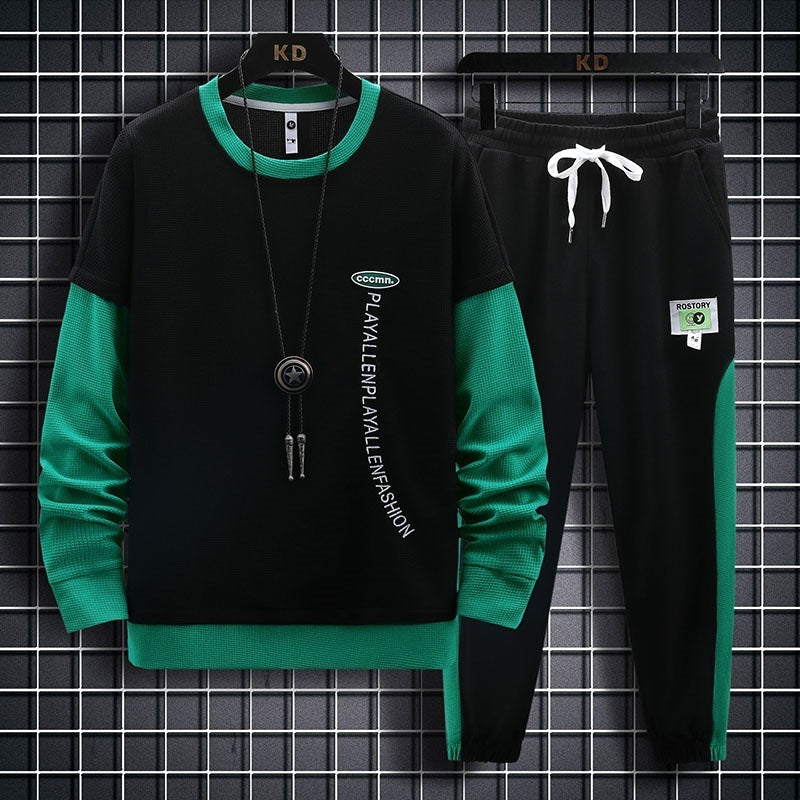 New Waffle Sweater Men's Casual Sports Suit