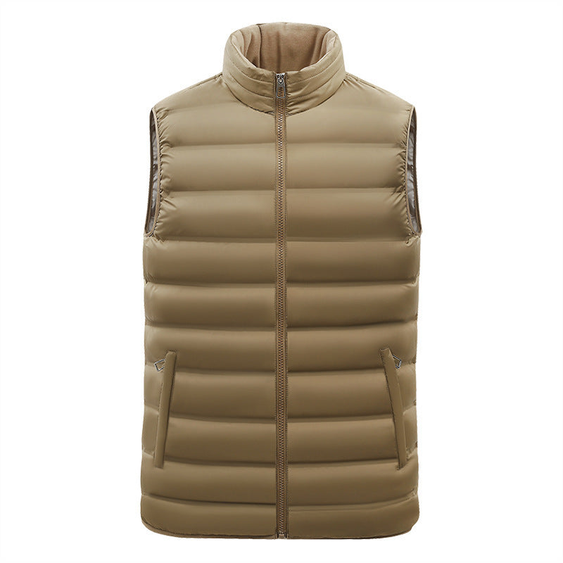 Men's Autumn Vest Stand-up Collar Cotton-padded Coat Plus Size Thin Coat