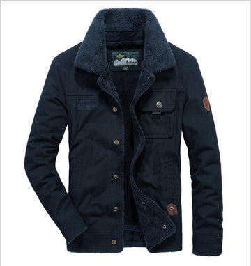 Men's Velvet Padded Lapel Warm Jacket