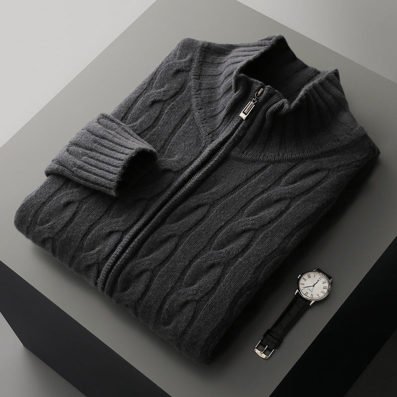 New Twist Zipper Knitted Coat For Men