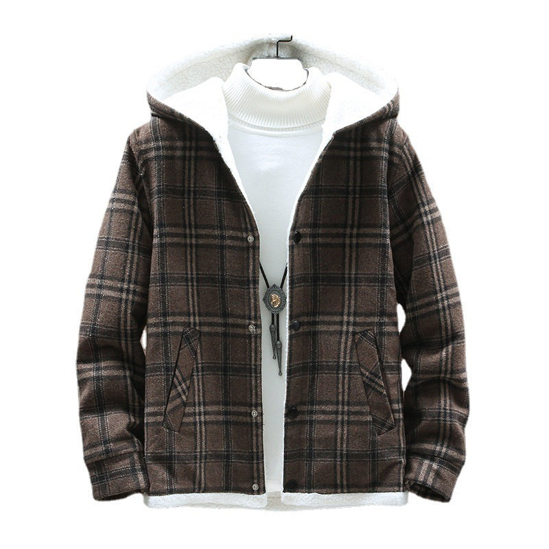 Men's Casual Hooded Cashmere Fleece Cotton Jacket Thickened Jacket Youth Coat