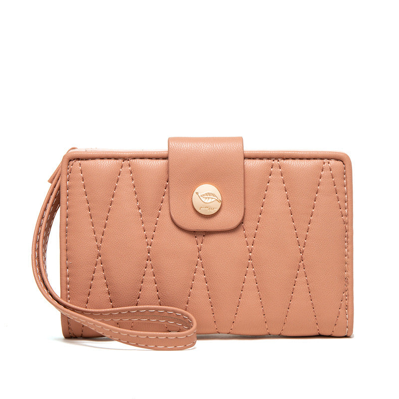 Fashion Rhombic Zipper Buckle Middle Long Wallet