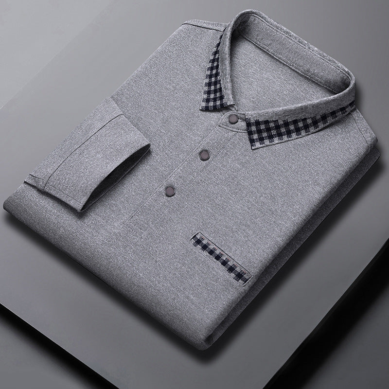 Solid Color Casual Dad Long-t-shirt