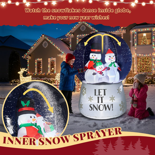 6 FT Lighted Christmas Inflatable Decoration, Large Inflatable Snow Globe With Snowman Family, Funny Blow Up Yard Decorations With Built-in LED Lights For Holiday Party Front Yard Lawn Garden Decor