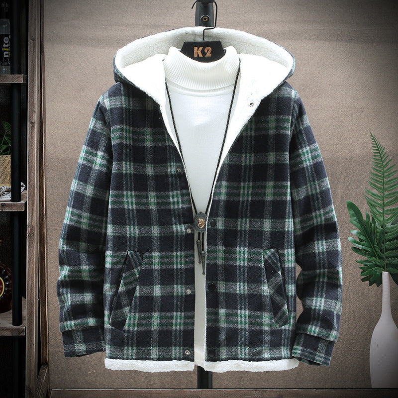 Men's Casual Hooded Cashmere Fleece Cotton Jacket Thickened Jacket Youth Coat