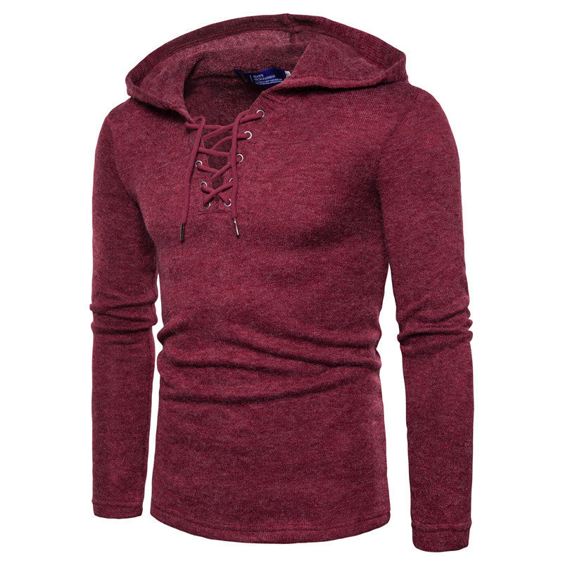 Men's Pullover Hooded Sweater Tie
