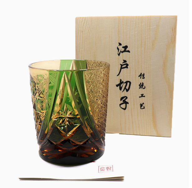 Jinzhi Japanese-style Jianghu Crystal Glass Rewell Cup Hand Carved Whiskey Shot Glass Retro