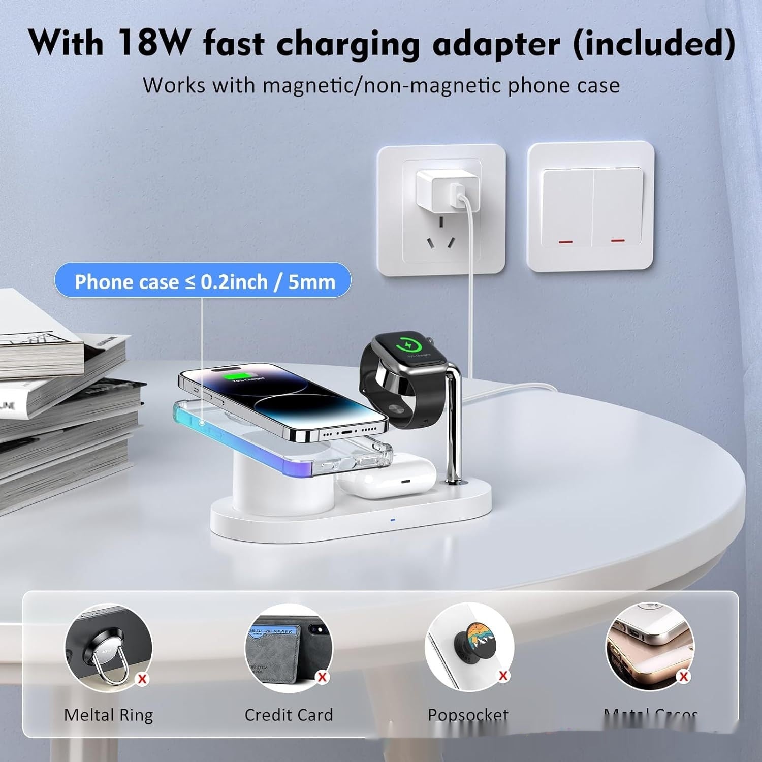 Three-in-one Vertical Magnetic Wireless Portable Wireless Charger