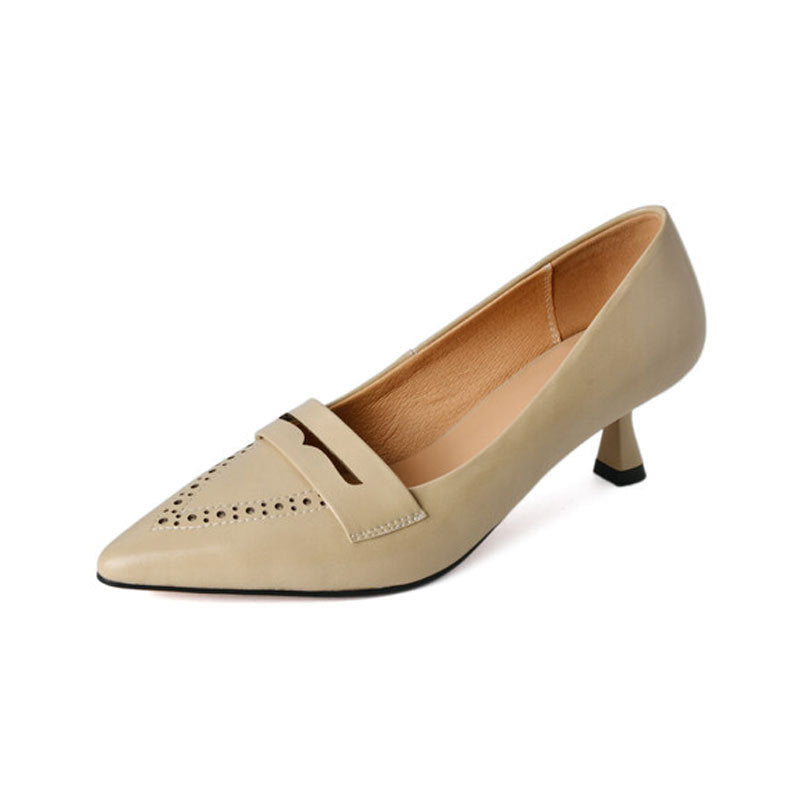 Pointed Toe Mid Heel Hollow-out Plus Size Women's Shoes