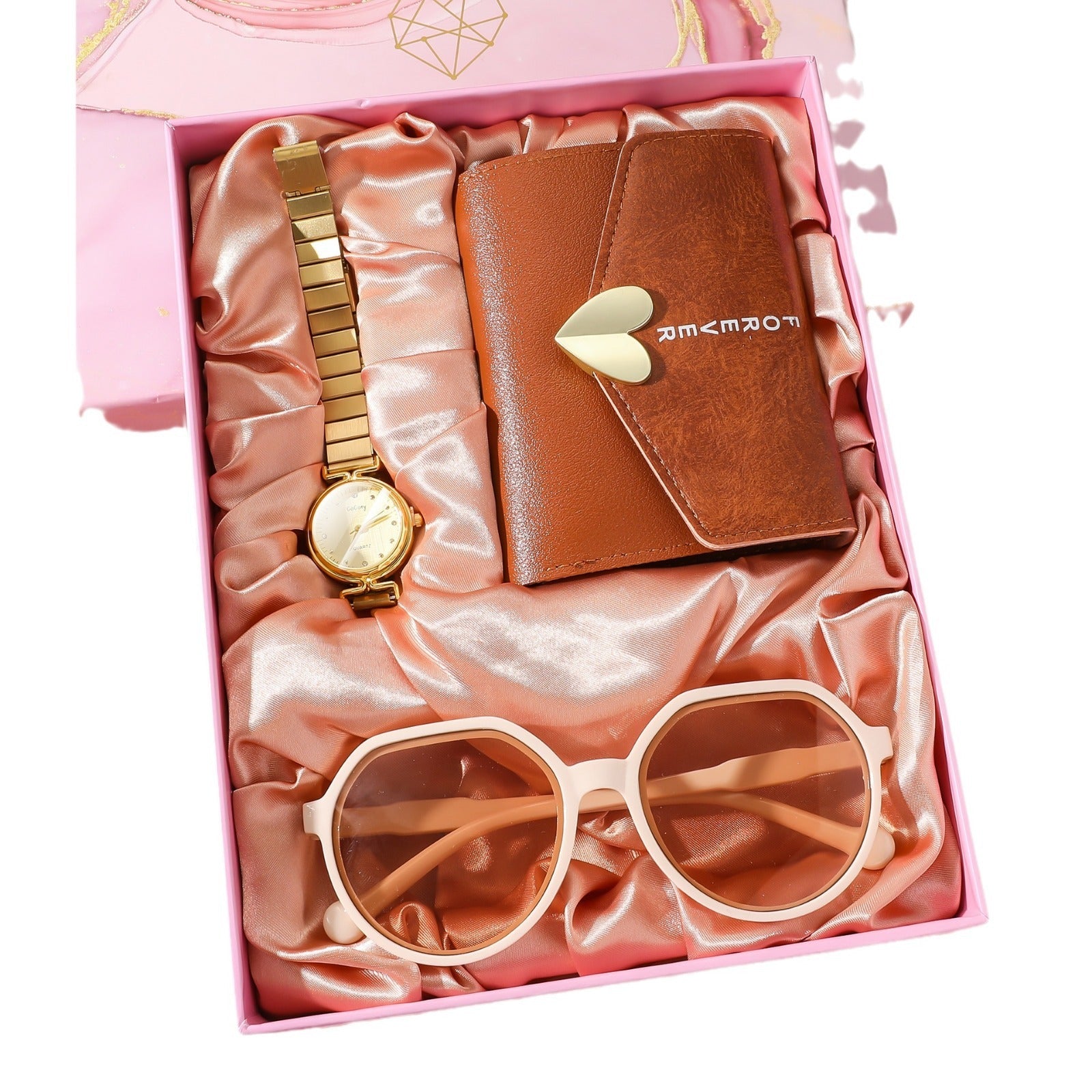 Steel Belt Ladies New Simple Watch Wallet Sunglasses Suit