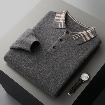 POLO Lapel Pullover Multicolor Casual Loose Cashmere Knitted Bottoming Shirt