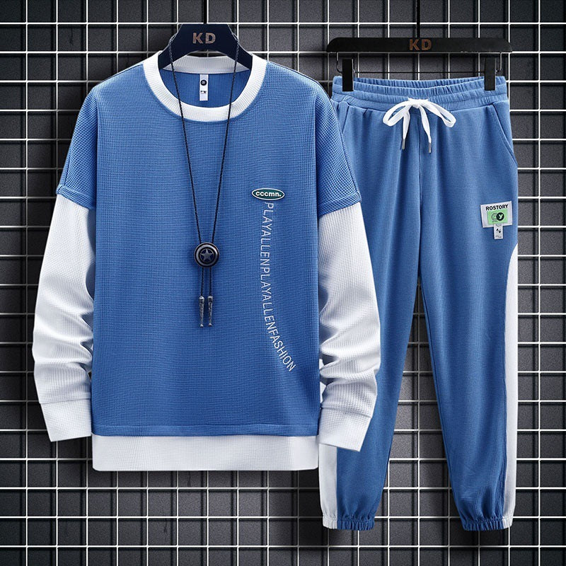 New Waffle Sweater Men's Casual Sports Suit