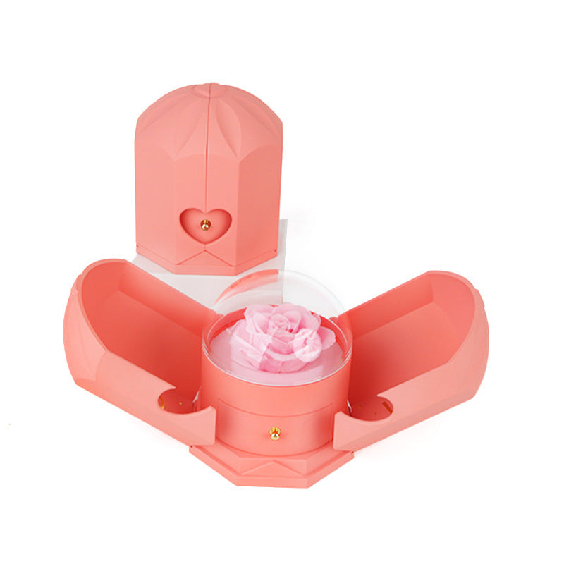 Creative Double Open Rose Gift Box Drawer Jewelry Box