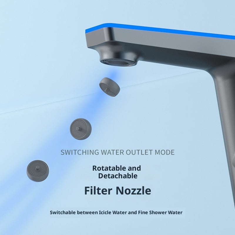 Intelligent Digital Display Water Temperature Icicle Water-cooled Tropical Ambience Light Basin Faucet Bathroom Household Faucet