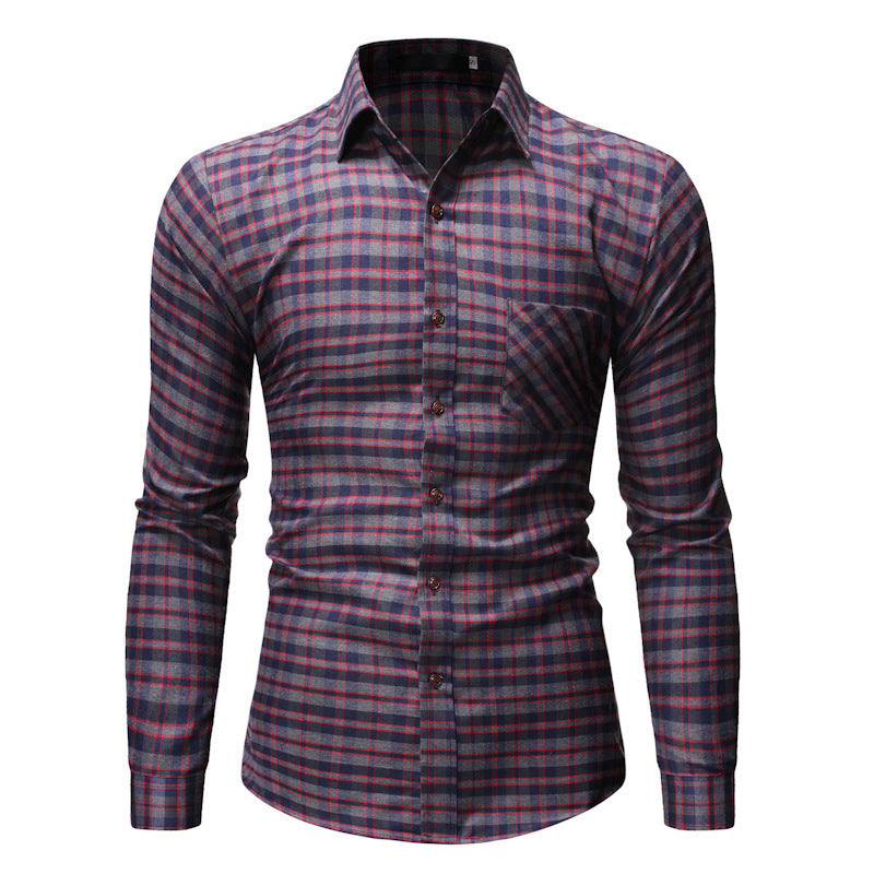 Men's Plaid Shirt Long-sleeved Shirt Pure Cotton Thickening Soft And Comfortable