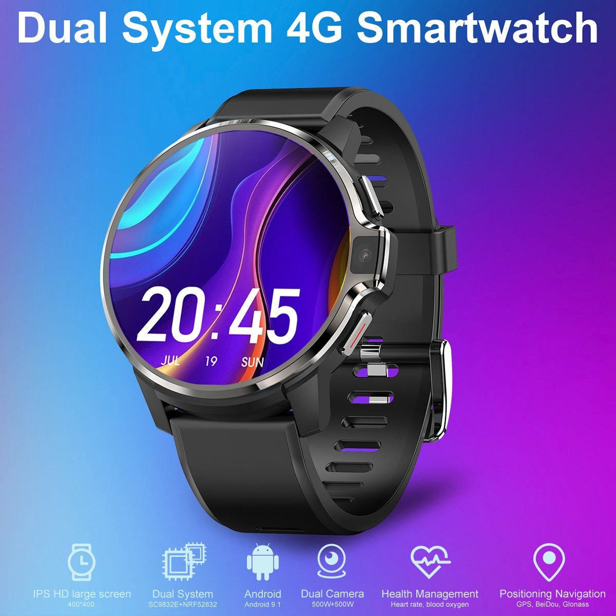 Call Location Heart Rate Large Screen Dual System 4G Smart Watch