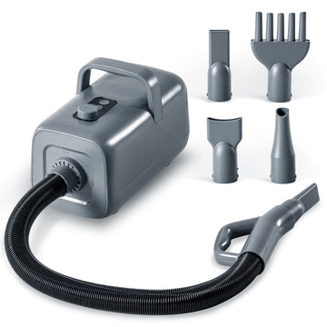 1550W High Velocity Pet Blow Dryer With Heater For Grooming, Speed Temperature Adjustable Dog Blower Grooming Dryer With 4 Nozzles