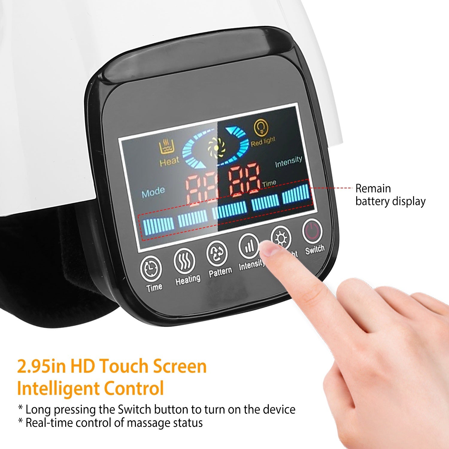 1Pc Electric Rechargeable Knee Massager Infrared Heat Pain Relief Therapy Knee Brace Wrap With Air Pressure Kneading Timer Temperature Adjustment