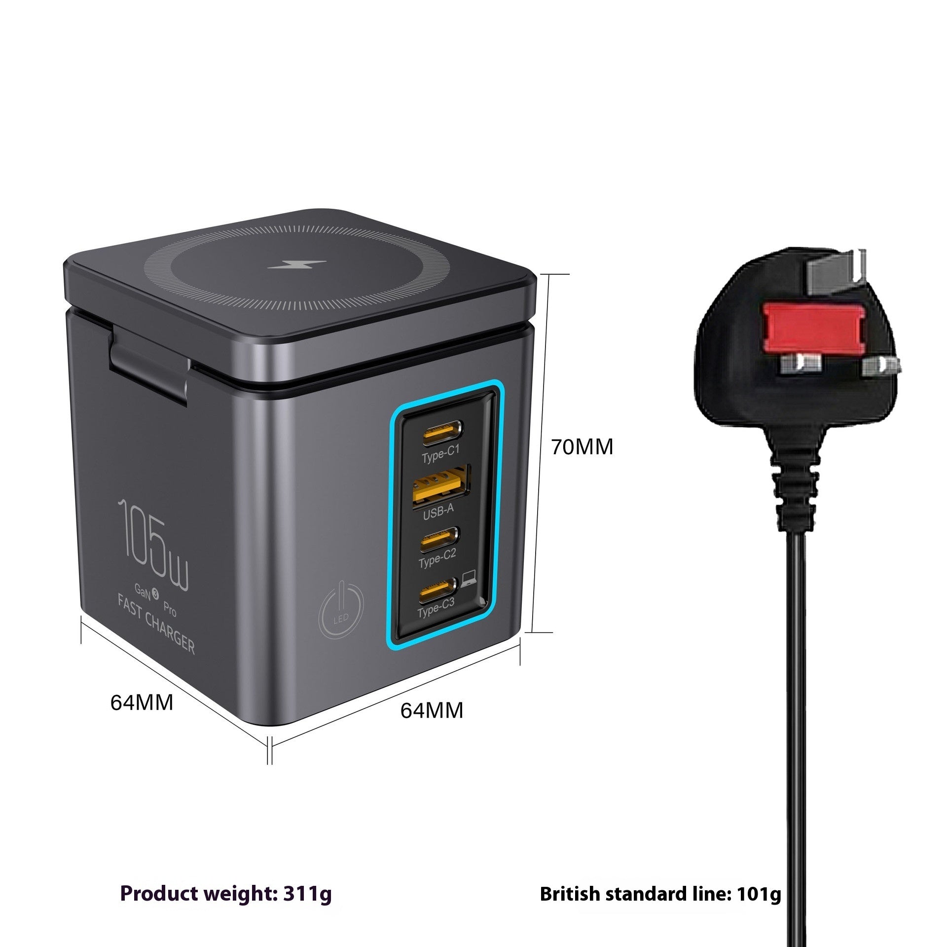 105W Multifunctional Magnetic Wireless Gallium Nitride Charger