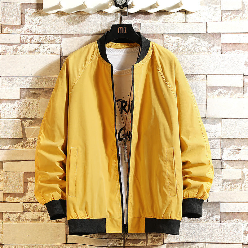 Fashion Baseball Uniform Loose Solid Color Thread Stitching Jacket