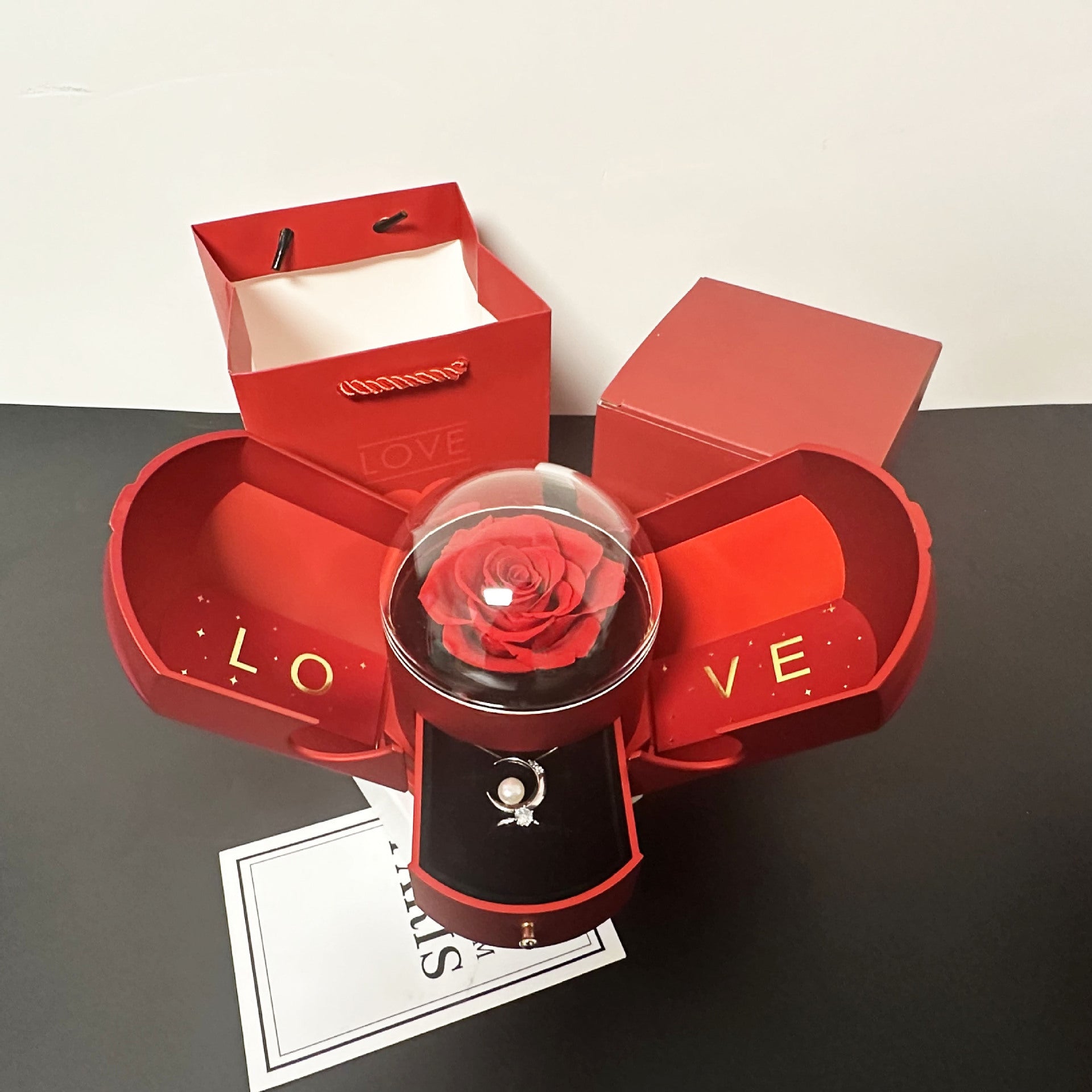 Creative Double Open Rose Gift Box Drawer Jewelry Box