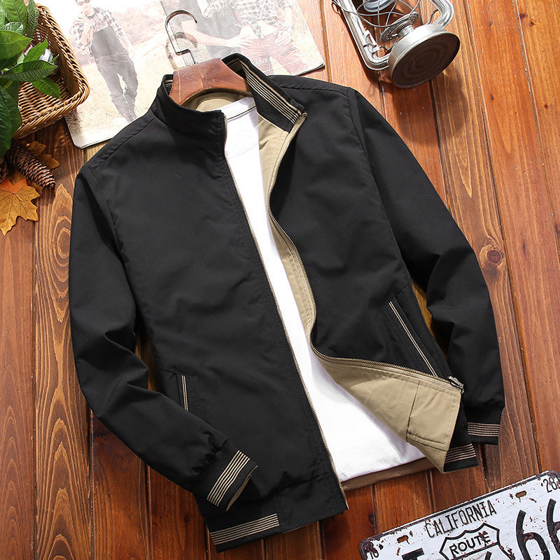 Men's Reversible Stand Collar Casual Jacket Youth Trend Men's Jacket
