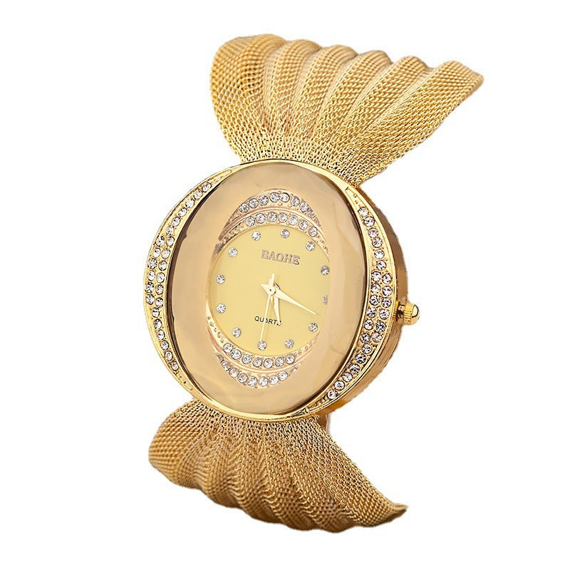 Oval Broadband Mesh Belt Women's Watch Set