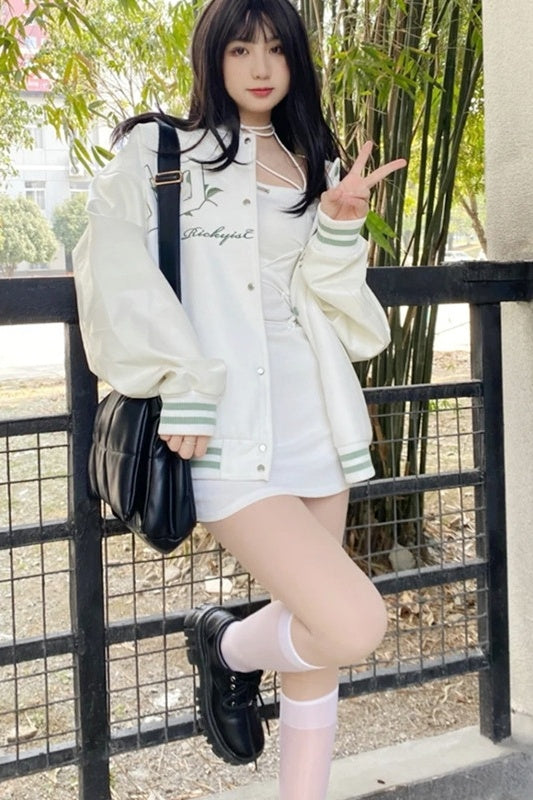 Baseball Uniform Women's Trendy Embroidery Craft Jacket Top