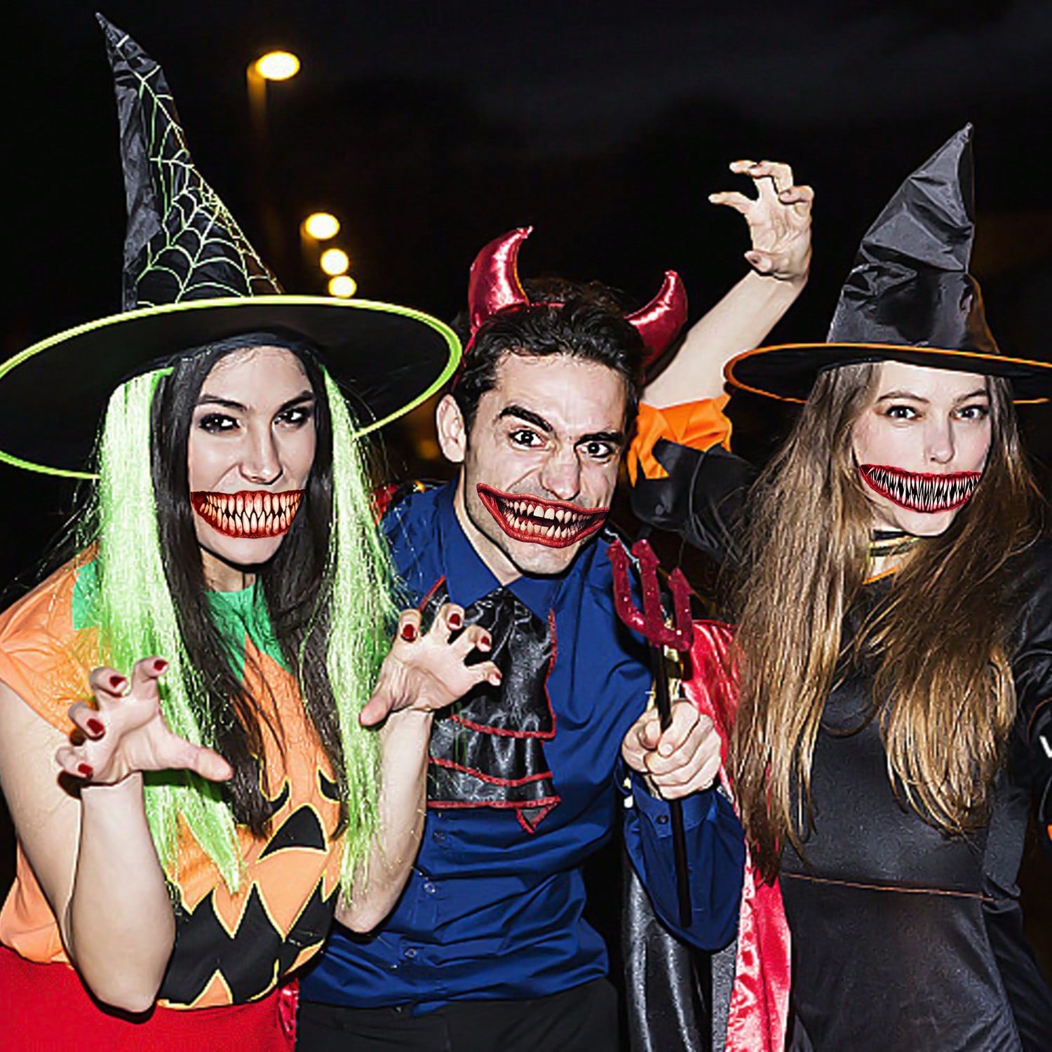 18 Halloween Prank Temporary Makeup Tattoos, Adult Clown Horror Face Tattoo Stickers, Suitable For Halloween Cosplay Parties And DIY Decorations