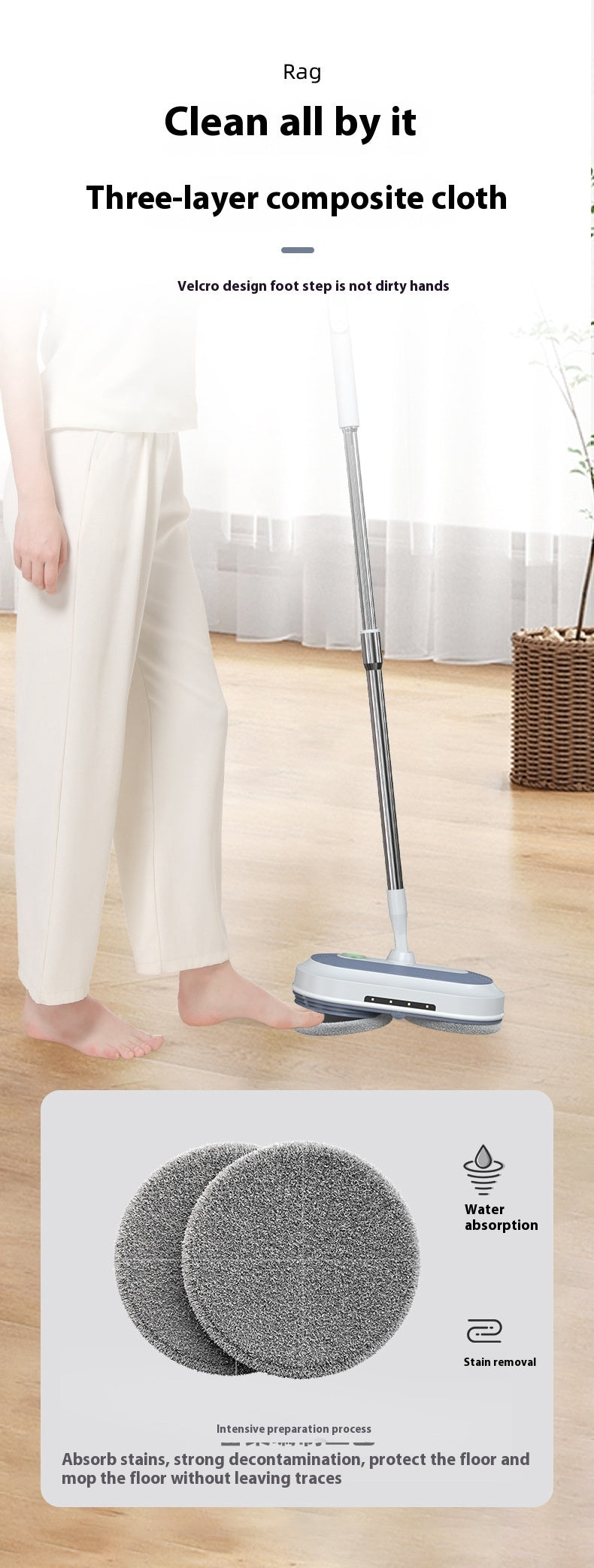 Wireless Electric Mop Hand Wash-free Automatic