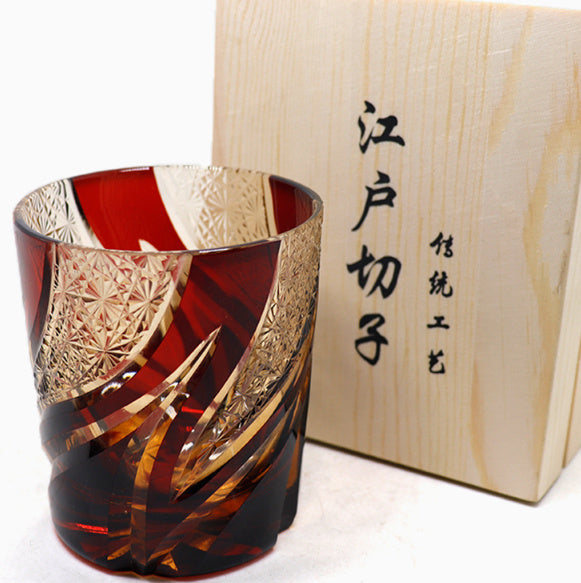 Jinzhi Japanese-style Jianghu Crystal Glass Rewell Cup Hand Carved Whiskey Shot Glass Retro