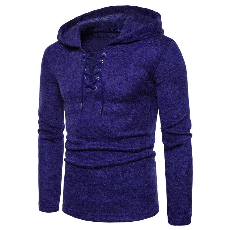 Men's Pullover Hooded Sweater Tie