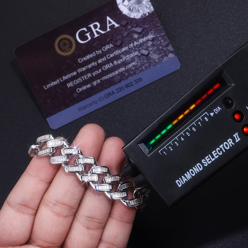 925 Silver Non-fading Moissanite Men's Bracelet High Version