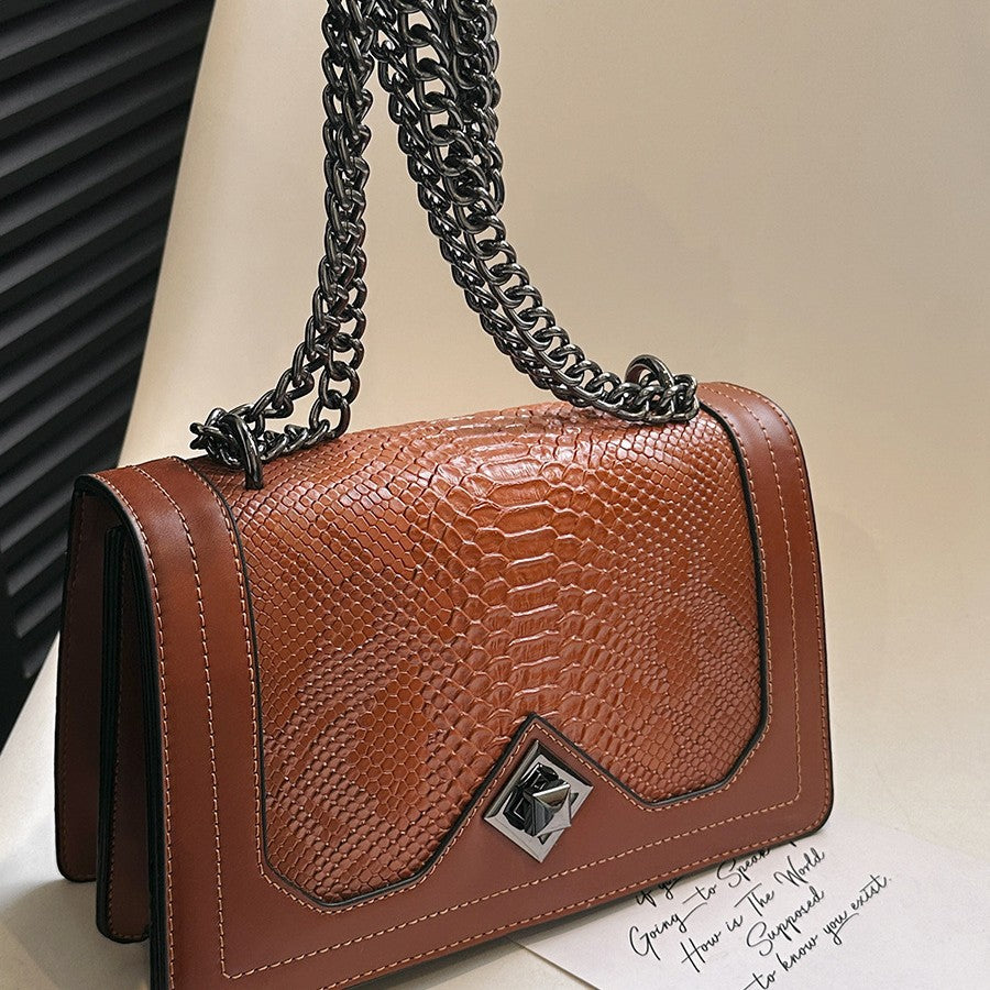 Fashion Snakeskin Pattern Single Crossbody Retro Wine God Shoulder Bag