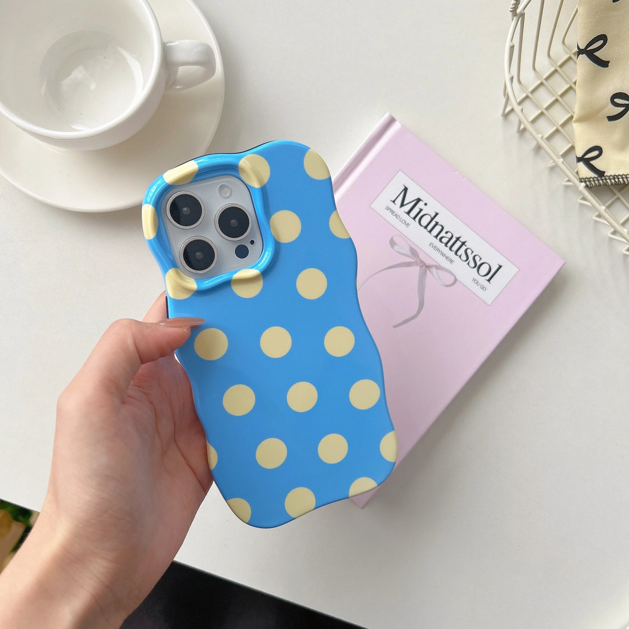 INS Cute Wave Fashion 2 in 1 Colorful Able Polka Dots Case For iPhone 16 15 14 13 Pro Max Camera Protect Shockproof Phone Cover