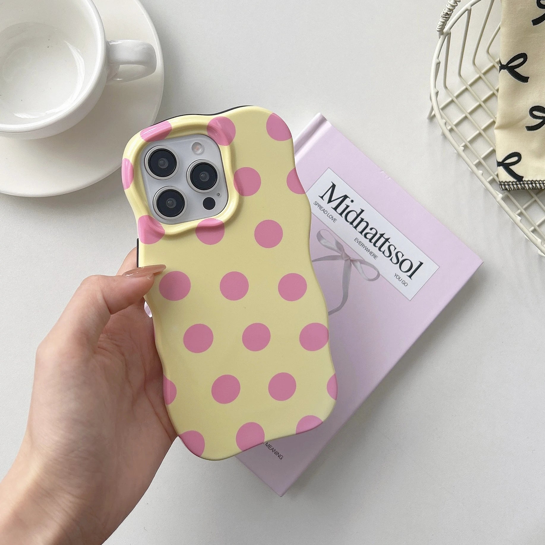 INS Cute Wave Fashion 2 in 1 Colorful Able Polka Dots Case For iPhone 16 15 14 13 Pro Max Camera Protect Shockproof Phone Cover