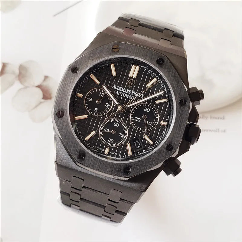 Men's 904L Stainless Steel Quartz Movement Watch in 42mm Crafted with Audemarses Piguetes Inspiration