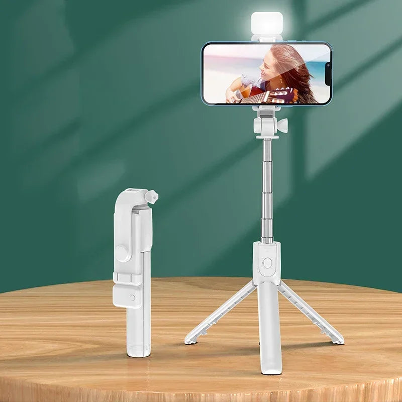 Selfie Stick Telescopic Travel Handheld Tripod Portable Phone Stand [700mm] Bluetooth Remote Extendable Phone Tripod