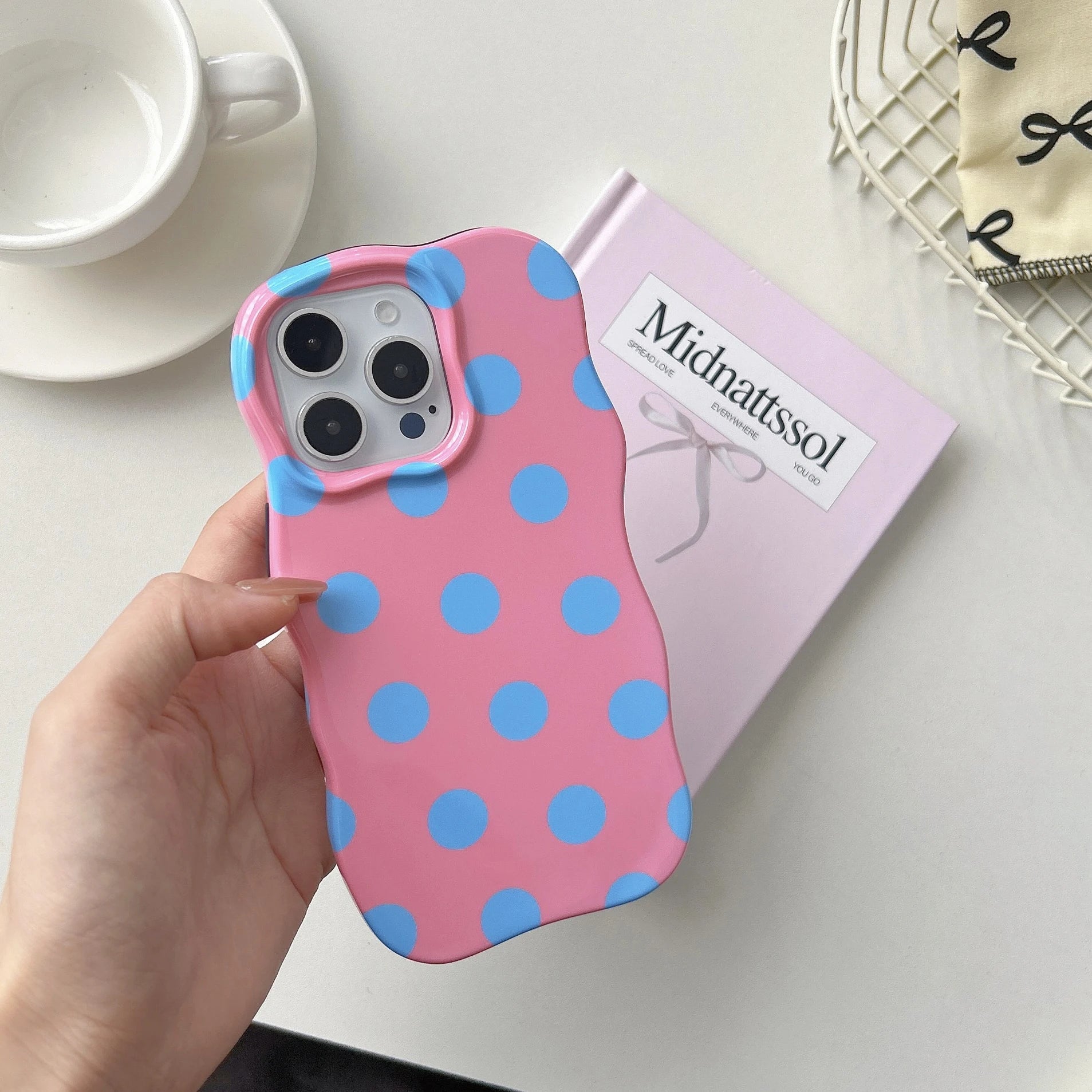 INS Cute Wave Fashion 2 in 1 Colorful Able Polka Dots Case For iPhone 16 15 14 13 Pro Max Camera Protect Shockproof Phone Cover