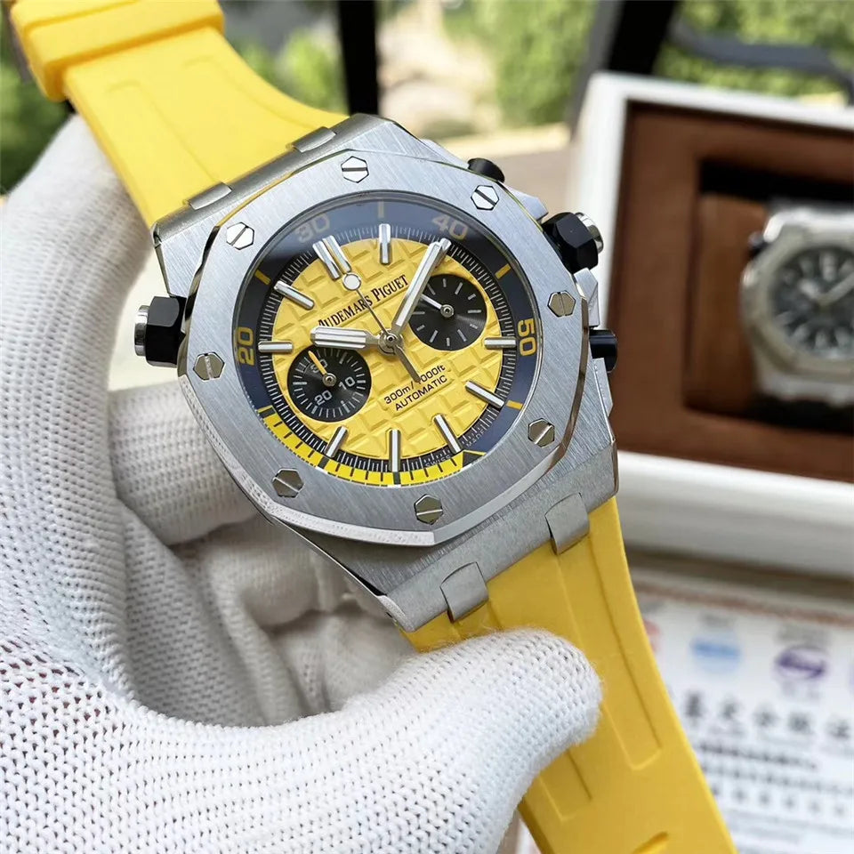 Men's 904L Stainless Steel Quartz Movement Watch in 42mm Crafted with Audemarses Piguetes Inspiration